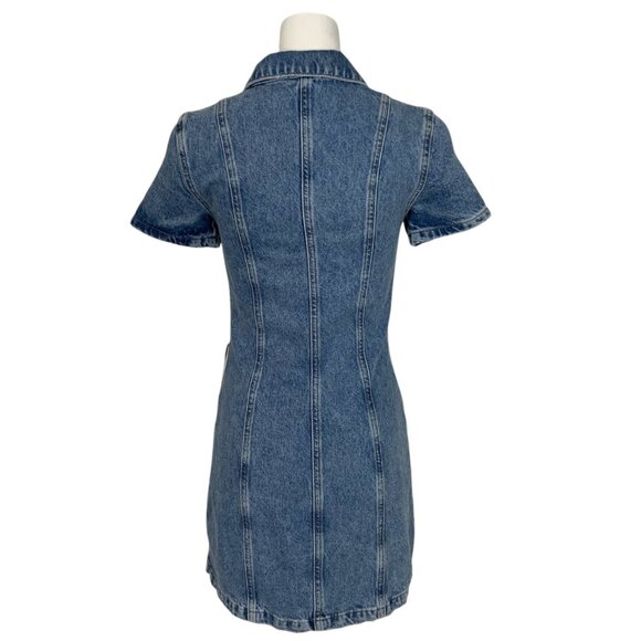 Anthropologie Pilcro Short Sleeve Denim Button Front Mini Dress 00 Blue Fall - Picture 2 of 13